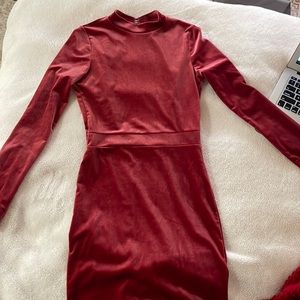 Velvet Open Back Red Dress